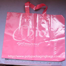Do saco macio do punho do laço do LDPE do rosa do OEM sacos de compras relativos à promoção