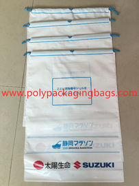 Saco de corda branco do PE da capacidade da extra grande/saco simples e generosamente impresso bolso do cordão de roupa