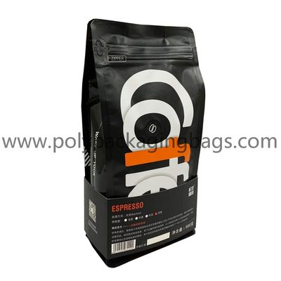 O zíper feito sob encomenda do logotipo imprimiu sacos ziplock do preto plástico do resíduo metálico para o empacotamento do café