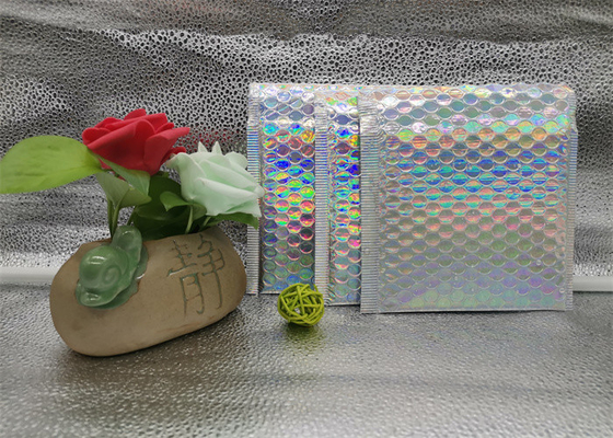 Sacos plásticos de bolhas polis impermeáveis holográficos do encarregado do envio da correspondência do laser autoadesivos