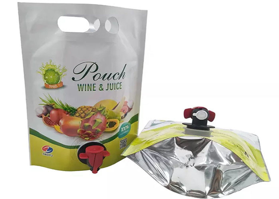 o produto comestível de 1L 2L 3L 4L 5L levanta-se o malote, sacos do vinho da folha de alumínio com bico