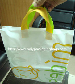 Os sacos plásticos brancos do presente com logotipo/laço feitos sob encomenda seguram sacos do polietileno para a promoção