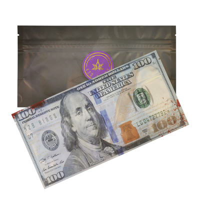Saco Mylar Personalizado Plano com Fecho Ziplock Resealável e Selagem em 3 Lados para Embalagem de Tabaco e Charutos