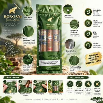 Sacos de humidor de charutos de tamanho pequeno com folha de humidade no interior adequados para armazenar 5 charutos Manter condições ideais