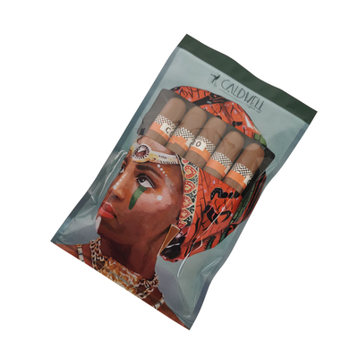 Embalagens plásticas para charutos com folhas naturais, seladas em três lados, com fecho ziplock, personalizadas, seláveis, com janela transparente e umidade