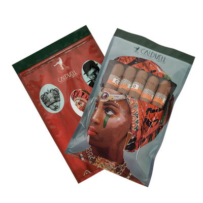Embalagens plásticas para charutos com folhas naturais, seladas em três lados, com fecho ziplock, personalizadas, seláveis, com janela transparente e umidade