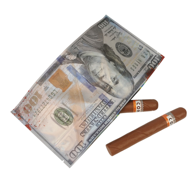 Saco Mylar Personalizado Plano com Fecho Ziplock Resealável e Selagem em 3 Lados para Embalagem de Tabaco e Charutos