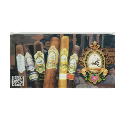 Impressão de logotipo personalizado Cigar Wrap Slider Zip Lock Tubarão Pipa Saco de plástico Pacote Cigar Humidor Case Zipper Bolsas de embalagem