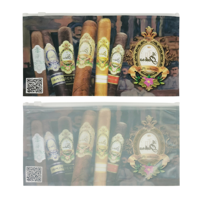 Impressão de logotipo personalizado Cigar Wrap Slider Zip Lock Tubarão Pipa Saco de plástico Pacote Cigar Humidor Case Zipper Bolsas de embalagem