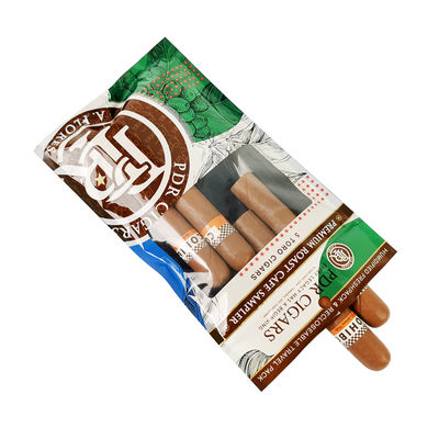 Embalagens plásticas para charutos com folhas naturais, seladas em três lados, com fecho ziplock, personalizadas, seláveis, com janela transparente e umidade