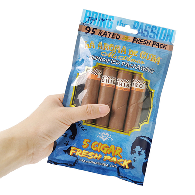 Logotipo personalizado Ziplock Mylar folha de cigarro Saco de embalagem de plástico transparente Gusset lateral para produtos domésticos e charutos