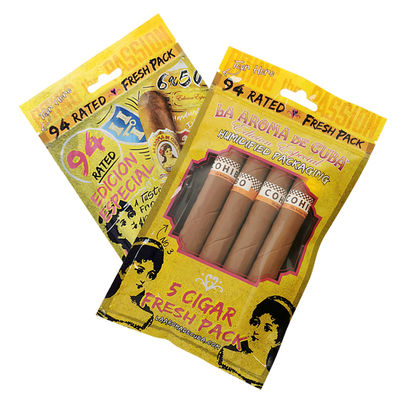 Sacos de Embalagem Ziplock Personalizados para Charutos, Bolsas de Plástico Umidificadas para Charutos com Camada Hidratante ﻿