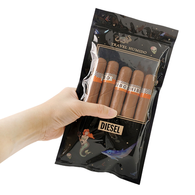 Bolsa de viagem de charuto de couro de luxo personalizado com umidificador portátil de cedro revestido de humidor Saco de controle de umidade Ziplock pouch