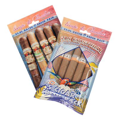 Sacos para charutos humidificados com impressão em rotogravura personalizados Sacos para charutos com zíper e umidade 5 charutos Embalagem simples com embalagem plástica com janela transparente