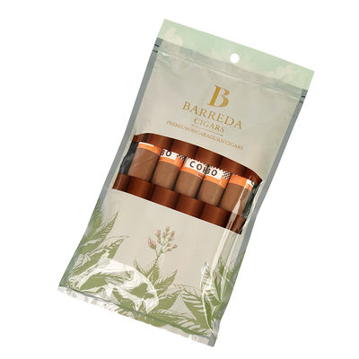 Sacos para charutos humidificados com impressão em rotogravura personalizados Sacos para charutos com zíper e umidade 5 charutos Embalagem simples com embalagem plástica com janela transparente