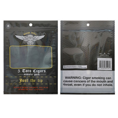 Bolsas planas à prova de umidade personalizadas, impressas em folha de alumínio selável por calor, selos laterais Mylar 3 para embalagens de cigarros de folhas de tabaco