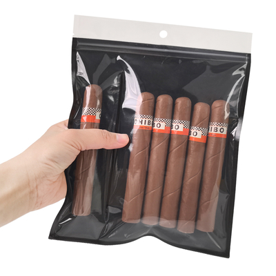 Sacos de bolsa para charutos de plástico à prova de umidade com zíper, design novo, para preservar o frescor e armazenar charutos com umidade, com compartimento separado