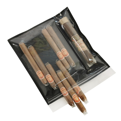 Sacos de bolsa para charutos de plástico à prova de umidade com zíper, design novo, para preservar o frescor e armazenar charutos com umidade, com compartimento separado