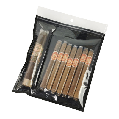 Sacos de bolsa para charutos de plástico à prova de umidade com zíper, design novo, para preservar o frescor e armazenar charutos com umidade, com compartimento separado