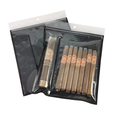 Sacos de bolsa para charutos de plástico à prova de umidade com zíper, design novo, para preservar o frescor e armazenar charutos com umidade, com compartimento separado