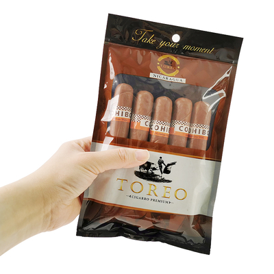 Sacos de bolsa para charutos de plástico à prova de umidade com zíper, design novo, para preservar o frescor e armazenar charutos com umidade, com compartimento separado
