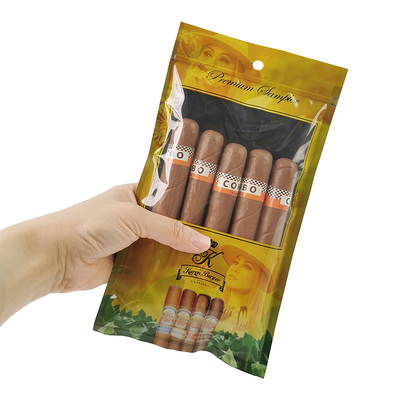 Impressão personalizada Humidor Pacote de plástico Selo de três lados Ziplock Saco de cigarro Cigarro Embalagem Bolsa Humidificador de humidor de cigarro