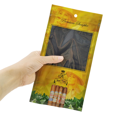 Impressão personalizada Humidor Pacote de plástico Selo de três lados Ziplock Saco de cigarro Cigarro Embalagem Bolsa Humidificador de humidor de cigarro