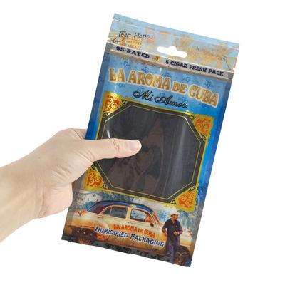 Bolsa de viagem de charuto de couro de luxo personalizado com umidificador portátil de cedro revestido de humidor Saco de controle de umidade Ziplock pouch