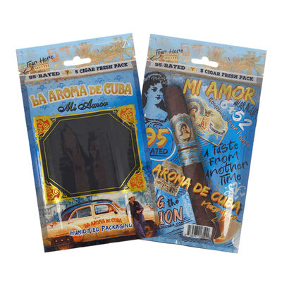 Bolsa de viagem de charuto de couro de luxo personalizado com umidificador portátil de cedro revestido de humidor Saco de controle de umidade Ziplock pouch