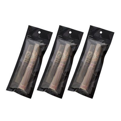 Sacos de charuto com fecho zip Mylar personalizados, seláveis, de plástico, para acessórios de fumo de enrolar à mão, embalagens para alimentos hidratantes