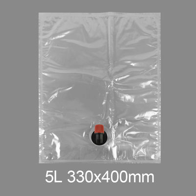 Saco plástico transparente personalizado BiB 5l para torneira, saco para água potável, vinho, suco, dispensador Bag in Box com válvula borboleta Vitop
