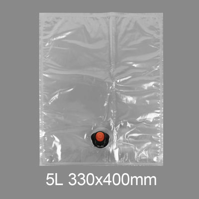 Saco plástico transparente personalizado BiB 5l para torneira, saco para água potável, vinho, suco, dispensador Bag in Box com válvula borboleta Vitop