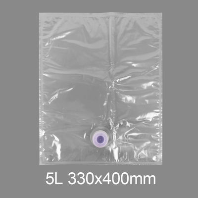 Saco plástico transparente personalizado BiB 5l para torneira, saco para água potável, vinho, suco, dispensador Bag in Box com válvula borboleta Vitop