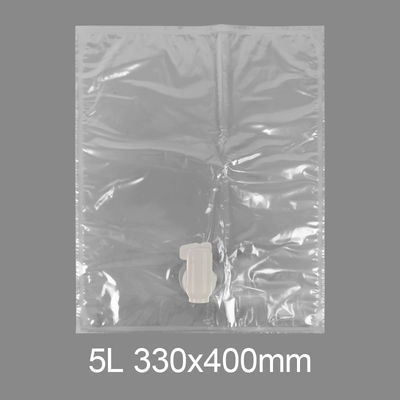 Saco plástico transparente personalizado BiB 5l para torneira, saco para água potável, vinho, suco, dispensador Bag in Box com válvula borboleta Vitop