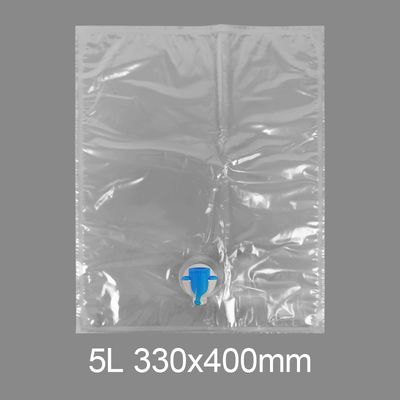 Saco plástico transparente personalizado BiB 5l para torneira, saco para água potável, vinho, suco, dispensador Bag in Box com válvula borboleta Vitop