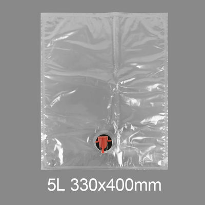 Saco plástico transparente personalizado BiB 5l para torneira, saco para água potável, vinho, suco, dispensador Bag in Box com válvula borboleta Vitop