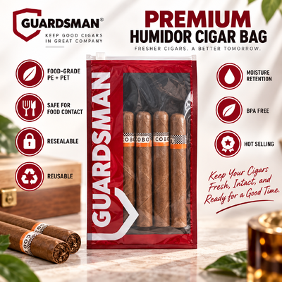 Sacos de charutos leves e compactos personalizados com folha de humidade no interior concebidos para manter a frescura do charuto durante a viagem