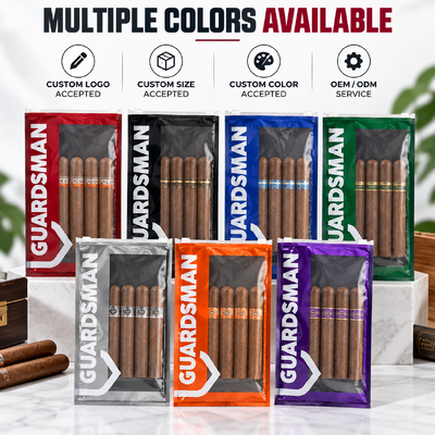 Sacos de charutos leves e compactos personalizados com folha de humidade no interior concebidos para manter a frescura do charuto durante a viagem