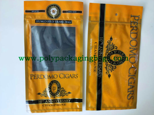 Zip Lock Saco de embalagem de tabaco umidificado Sacos de plástico de viagem Embalagens de cigarros Saco de embalagem com buraco e janela