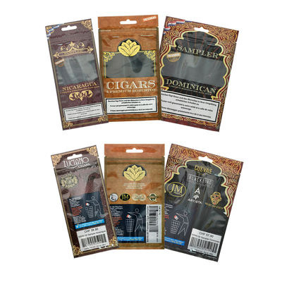 Saco de Embalagem de Charuto Hidratante Produzido em Fábrica com Zíper Plástico Mylar, Envoltórios de Folhas à Prova de Umidade para Armazenamento de Tabaco