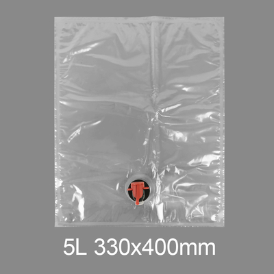 Saco plástico transparente personalizado BiB 5l para torneira, saco para água potável, vinho, suco, dispensador Bag in Box com válvula borboleta Vitop