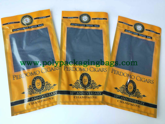 Zip Lock Saco de embalagem de tabaco umidificado Sacos de plástico de viagem Embalagens de cigarros Saco de embalagem com buraco e janela