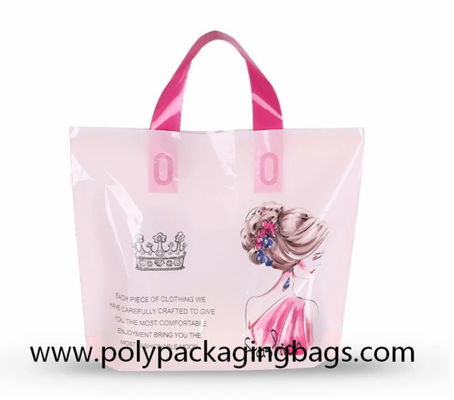 100 mícrons de sacos de compras plásticos com os punhos macios do laço