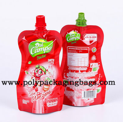 do plástico 100mic levantar-se malote do bico para a válvula de empacotamento líquida de Juice Stand Up Pouch With